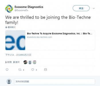 快讯|Exosome Diagnostics公司以5.75亿美元被Bio-Techne公司收购