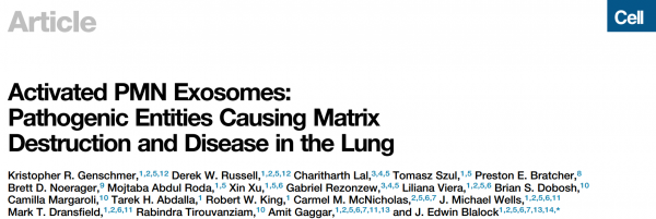 Cell：活化的中性粒细胞外泌体保护弹性蛋白酶引起基质破坏和肺部疾病
