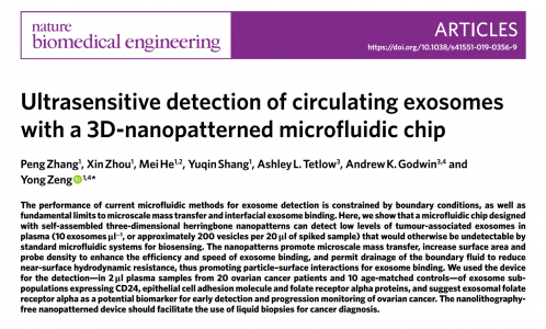 Nature子刊：突破性的“芯片实验室”可更快、更便宜、更少侵入性地检测癌症外泌体
