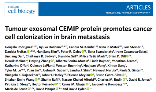 NCB：肿瘤外泌体CEMIP蛋白促进脑转移中的癌细胞定植