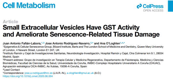 Cell Metabolism:小细胞外囊泡可抵抗衰老