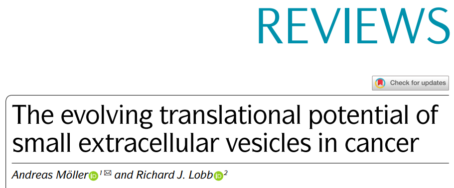 53分Nature子刊综述：小细胞外囊泡在癌症中不断发展的转化应用潜力