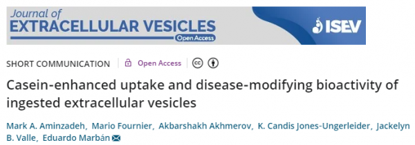 JEV：酪蛋白增强摄入EVs的摄取并具有改善疾病的生物活性