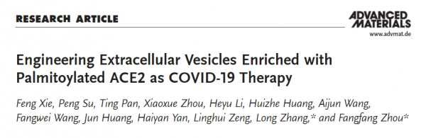 Advanced Materials：基于ACE2棕榈酰化修饰设计高效中和新冠病毒的细胞外囊泡