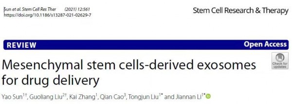 ​Stem Cell Research &Therapy: 间充质干细胞来源的外泌体用于药物运输