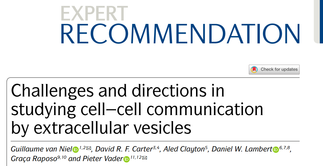 94分Nature子刊综述：研究细胞外囊泡介导细胞间通讯的挑战和方向
