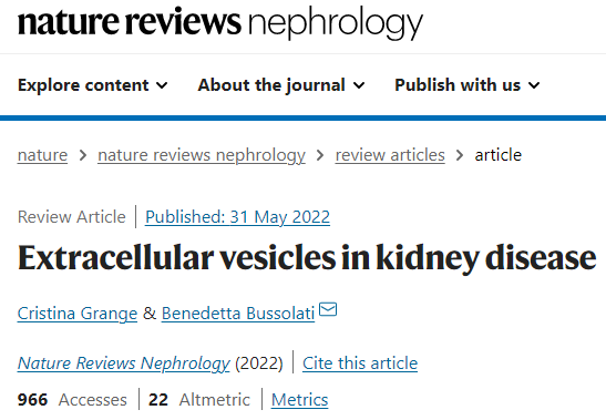 Nature Reviews：肾病中的细胞外囊泡