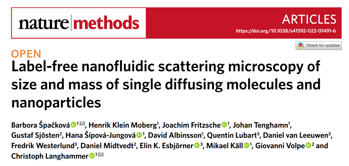 Nature Methods：纳米流体散射显微镜——单个纳米颗粒的无标记检测