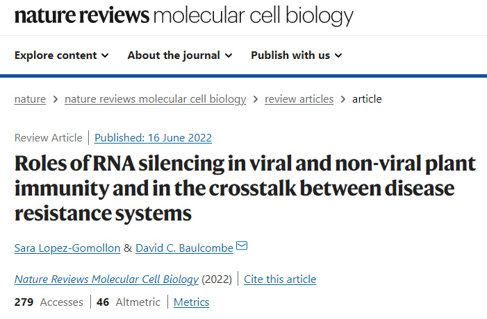 94分Nature子刊综述：RNA沉默在病毒和非病毒植物免疫以及抗病系统之间的串扰中的作用