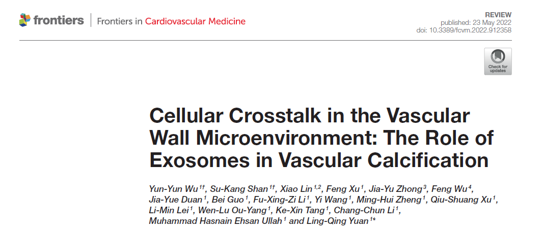 Front Cardiovasc Med | 中南大学湘雅二医院袁凌青团队：构建血管壁微环境学说