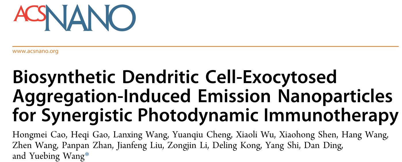 ACS Nano | 南开大学王悦冰团队：树突状细胞生物合成的新型仿生纳米囊泡实现免疫协同光动力治疗