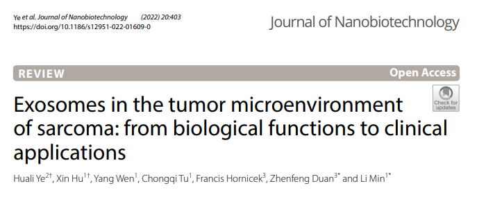 J Nanobiotechnology | 四川大学华西医院闵理团队：肉瘤肿瘤微环境中的外泌体——从生物学功能到临床应用