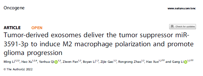Oncogene | 李刚教授、薛皓副研究员团队揭示脑胶质瘤外泌体促肿瘤双重作用新机制