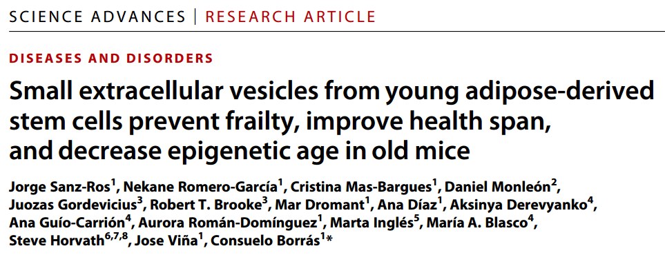 外泌体抗衰老：注射年轻的干细胞分泌的sEV可延缓多项衰老特征【Science子刊】