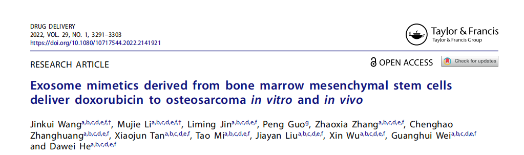 Drug Delivery丨重医附属儿童医院何大维教授团队：来自骨髓间充质干细胞的外泌体模拟物在体外和体内将阿霉素传递到骨肉瘤中