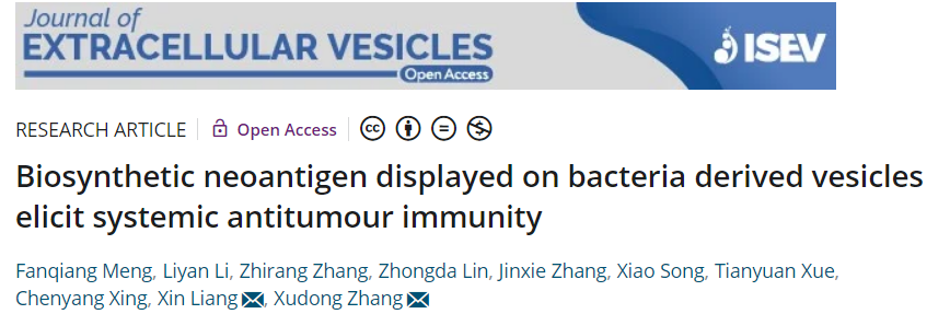 Journal of Extracellular Vesicles | 中山大学张旭东团队：工程化细菌膜囊泡展示新抗原用于肿瘤免疫治疗