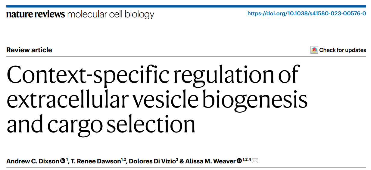 Nat Rev Mol Cell Biol：细胞外囊泡生物发生和货物选择的特定环境调节