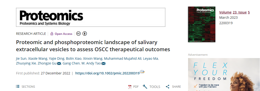 Proteomics-唾液细胞外囊泡的蛋白质组和磷酸化蛋白质组图谱评价口腔鳞癌的治疗效果