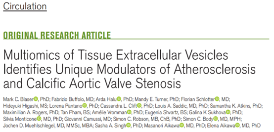 【Circulation】哈佛首次报道动脉组织EV多组学，揭示EVs与心血管钙化相关性