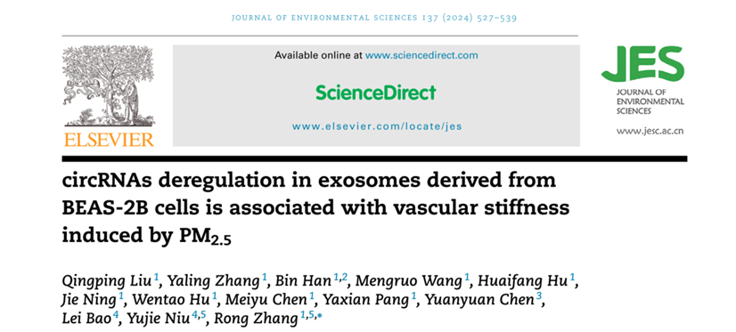 J Environ Sci | 河北医科大学张荣：支气管上皮细胞来源的外泌体中circRNAs失调与PM2.5诱导的血管硬化有关