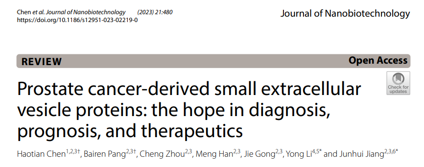 J Nanobiotechnology |宁波大学蒋军辉&新南威尔士大学Yong Li：前列腺癌EV蛋白：诊断、预后和治疗的希望