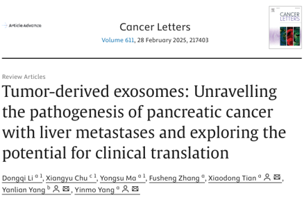 Cancer Lett｜北京大学第一医院杨尹默/田孝东/国家纳米科学中心杨延莲：肿瘤外泌体揭示胰腺癌肝转移发病机制和临床转化潜力