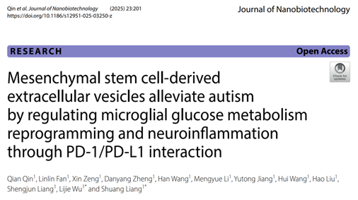 J Nanobiotechnology |哈尔滨医科大学梁爽/武丽杰：MSC-EVs抑制糖代谢重编程改善孤独症神经炎症的作用机制